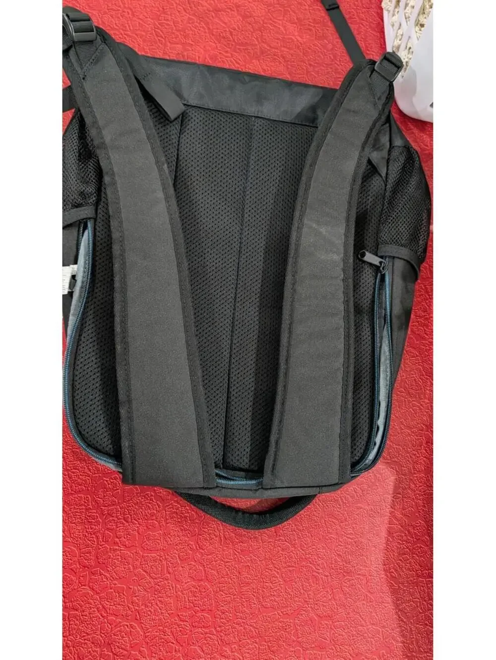 Dell Computer Tek Backpack Black And Blue Bag Organizer Geometric Design